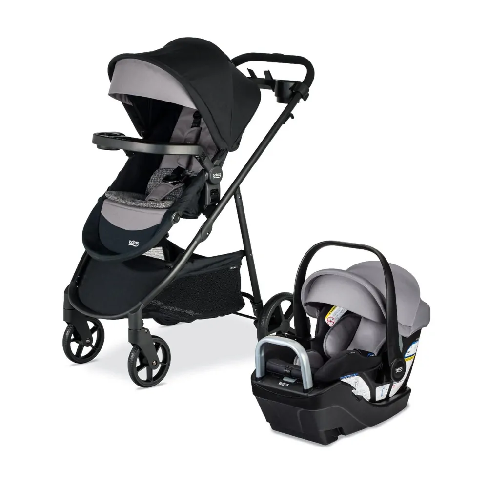 Conjunto de Viagem Britax Willow Brook S Preto Sistema Cadeirinha e Carrinho com Base Alpine ClickTight