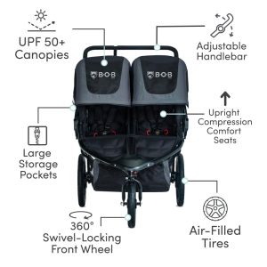 Carrinho de corrida BOB Gear Revolution Flex 3.0 Duallie, preto grafite