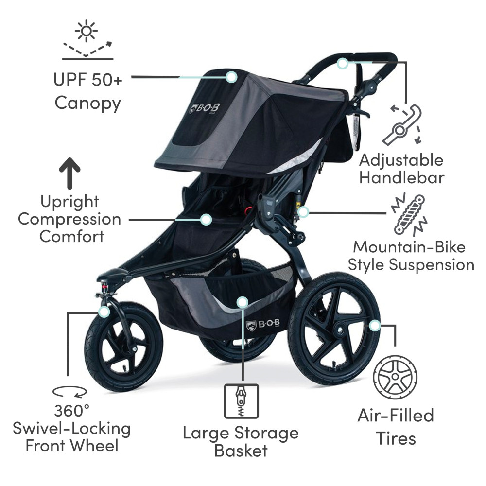 Carrinho de corrida BOB Gear Revolution Flex 3.0, preto grafite