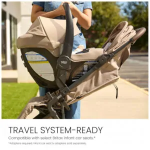 Carrinho Britax Juniper Teca Sistema de Viagem Compacto com Cadeirinha Compatível