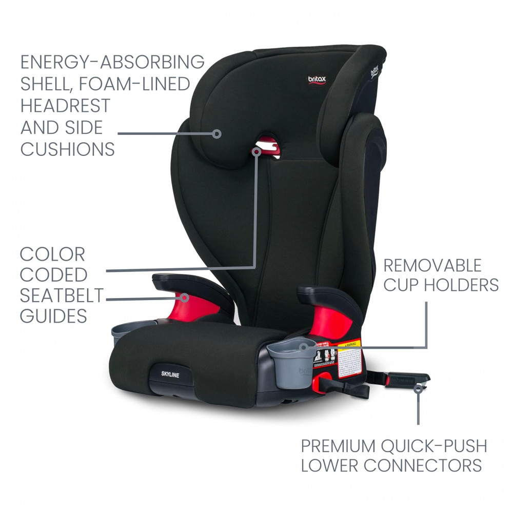 Assento Elevador com Encosto Britax Skyline Cinza 2 em 1 18,1 a 54,4 kg