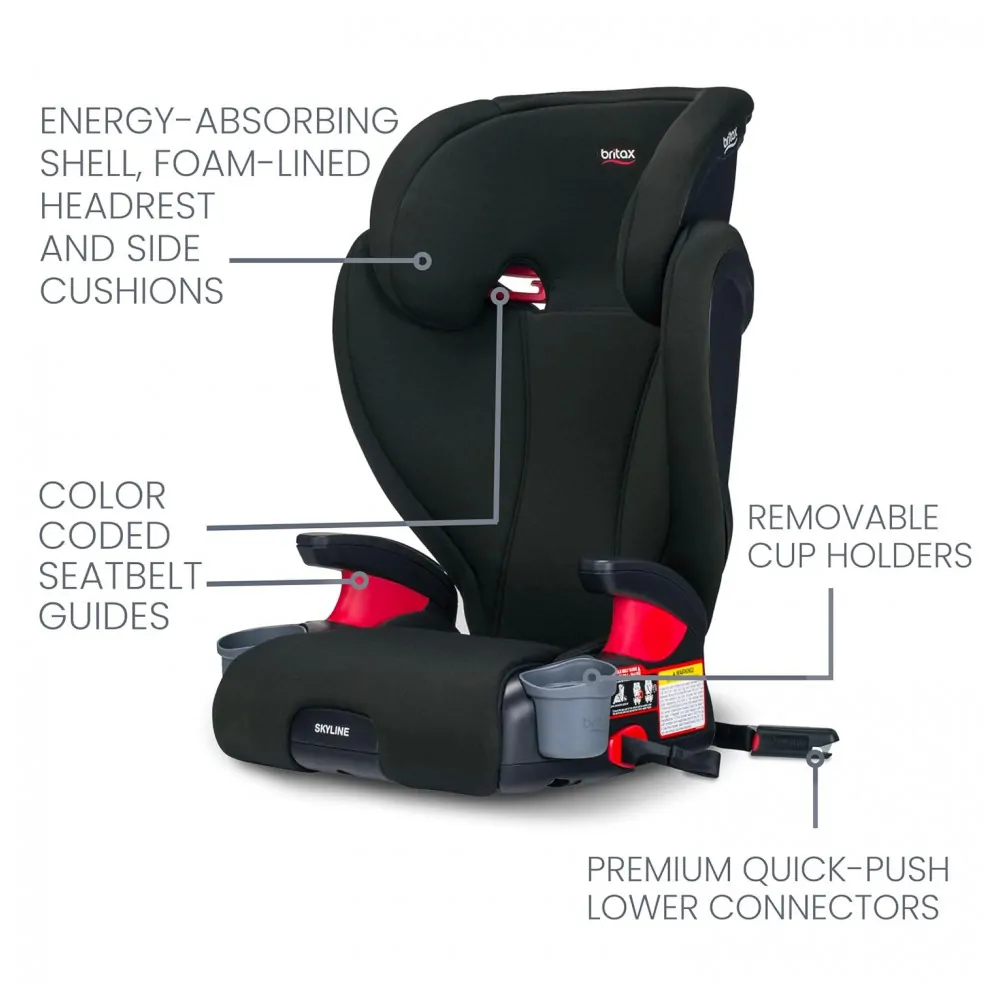 Assento Elevador com Encosto Britax Skyline Cinza 2 em 1 18,1 a 54,4 kg