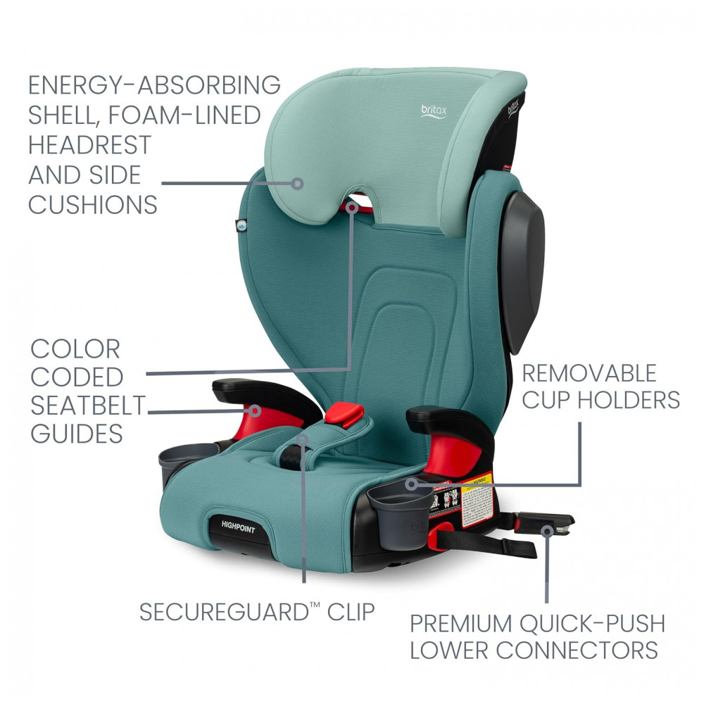 Assento Elevador Britax Highpoint Verde Degradê 2 em 1 com Encosto 18 a 54 kg
