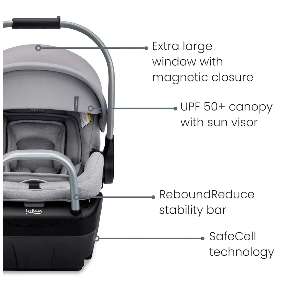 Cadeirinha Britax Cypress Cinza Pedra para Bebê com Base Alpine ClickTight 1,8 a 13,6 kg