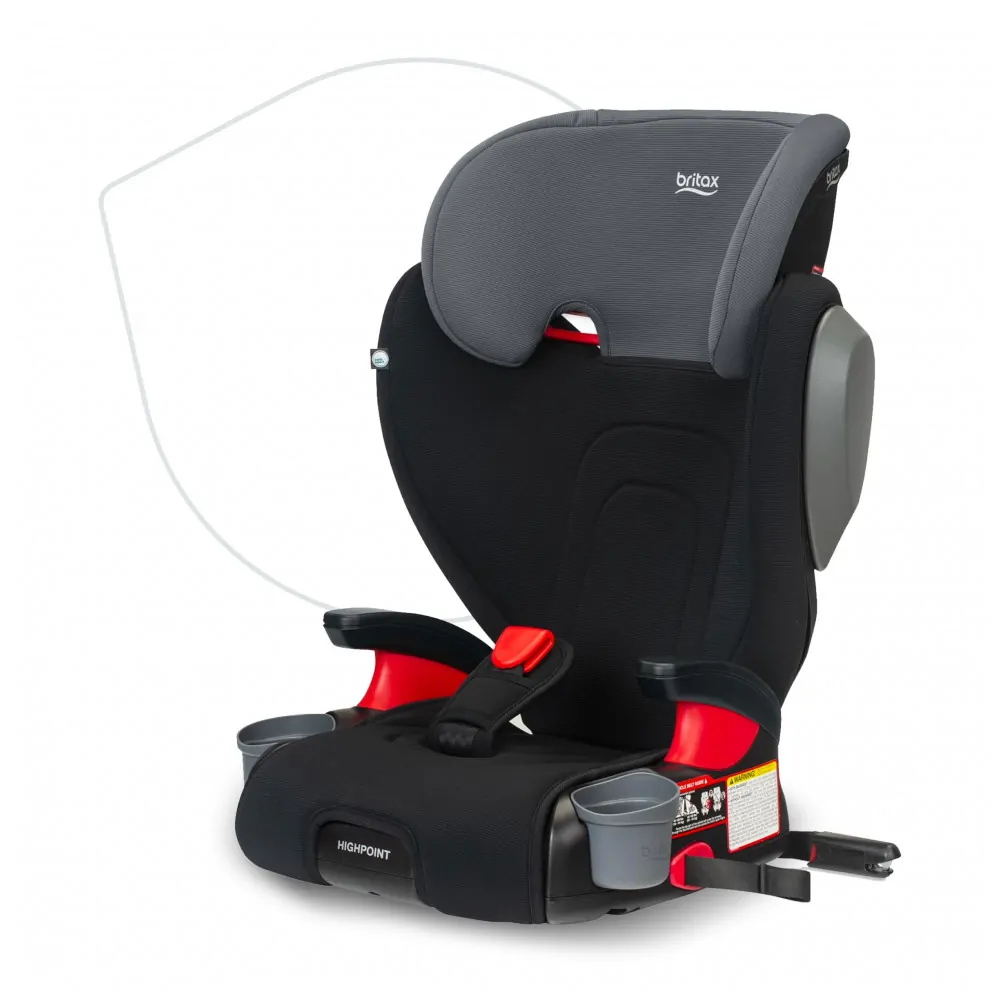 Assento Elevador com Encosto Britax Highpoint Preto Sombreado 2 em 1 Lavável 18,1 a 54,4 kg