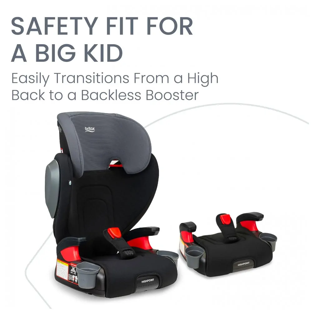 Assento Elevador com Encosto Britax Highpoint Preto Sombreado 2 em 1 Lavável 18,1 a 54,4 kg