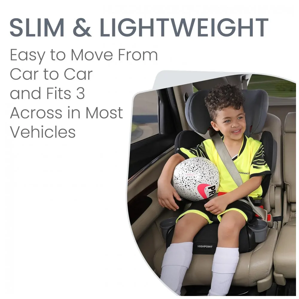 Assento Elevador com Encosto Britax Highpoint Preto Sombreado 2 em 1 Lavável 18,1 a 54,4 kg