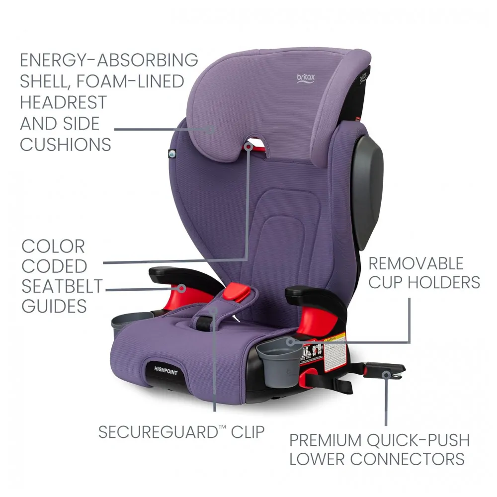 Assento Elevador com Encosto Britax Highpoint Roxo Degradê Conversível 18 a 54 kg