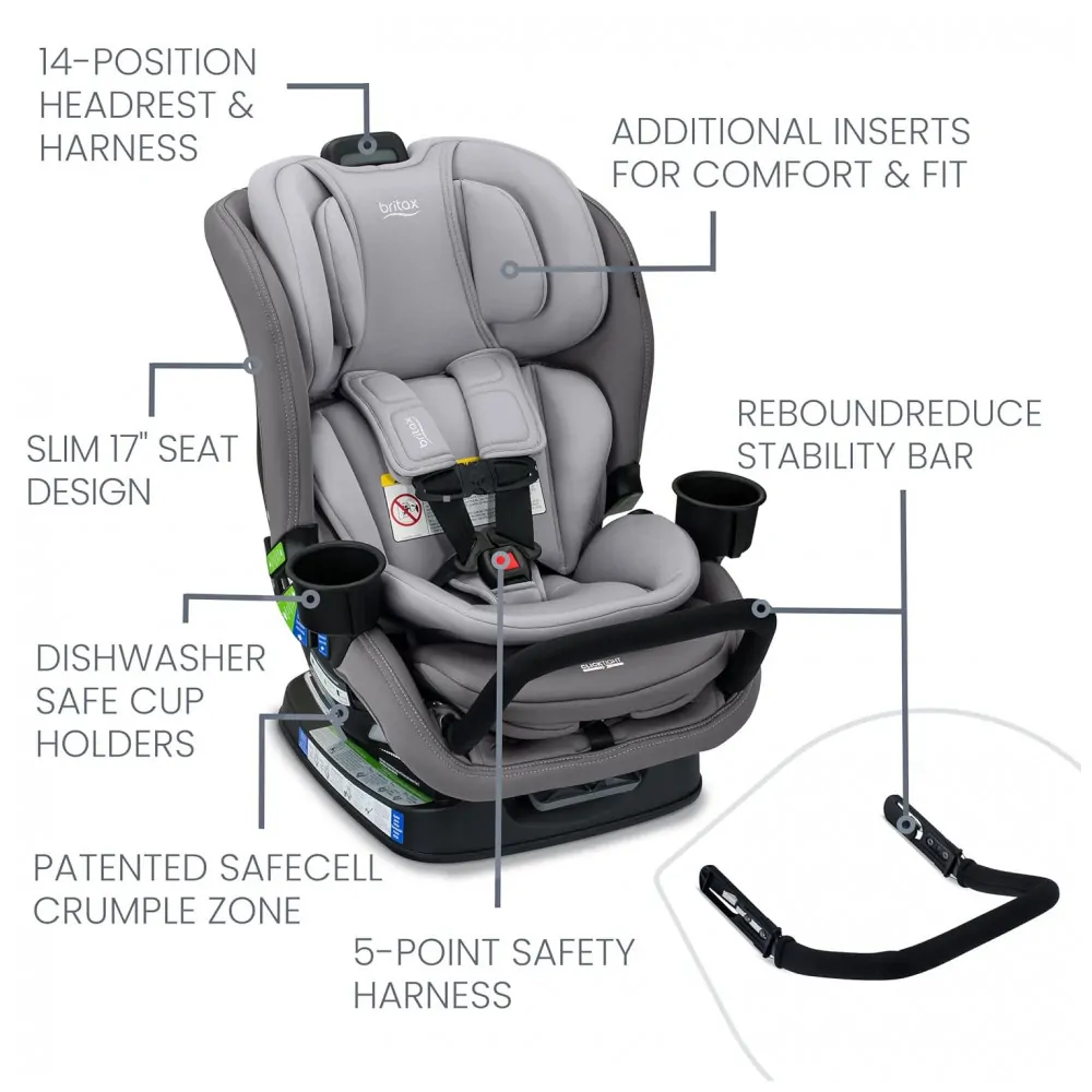 Cadeirinha Britax Poplar S Grafite Glacial 2 em 1 Conversível 2,3 a 29,5 kg ClickTight