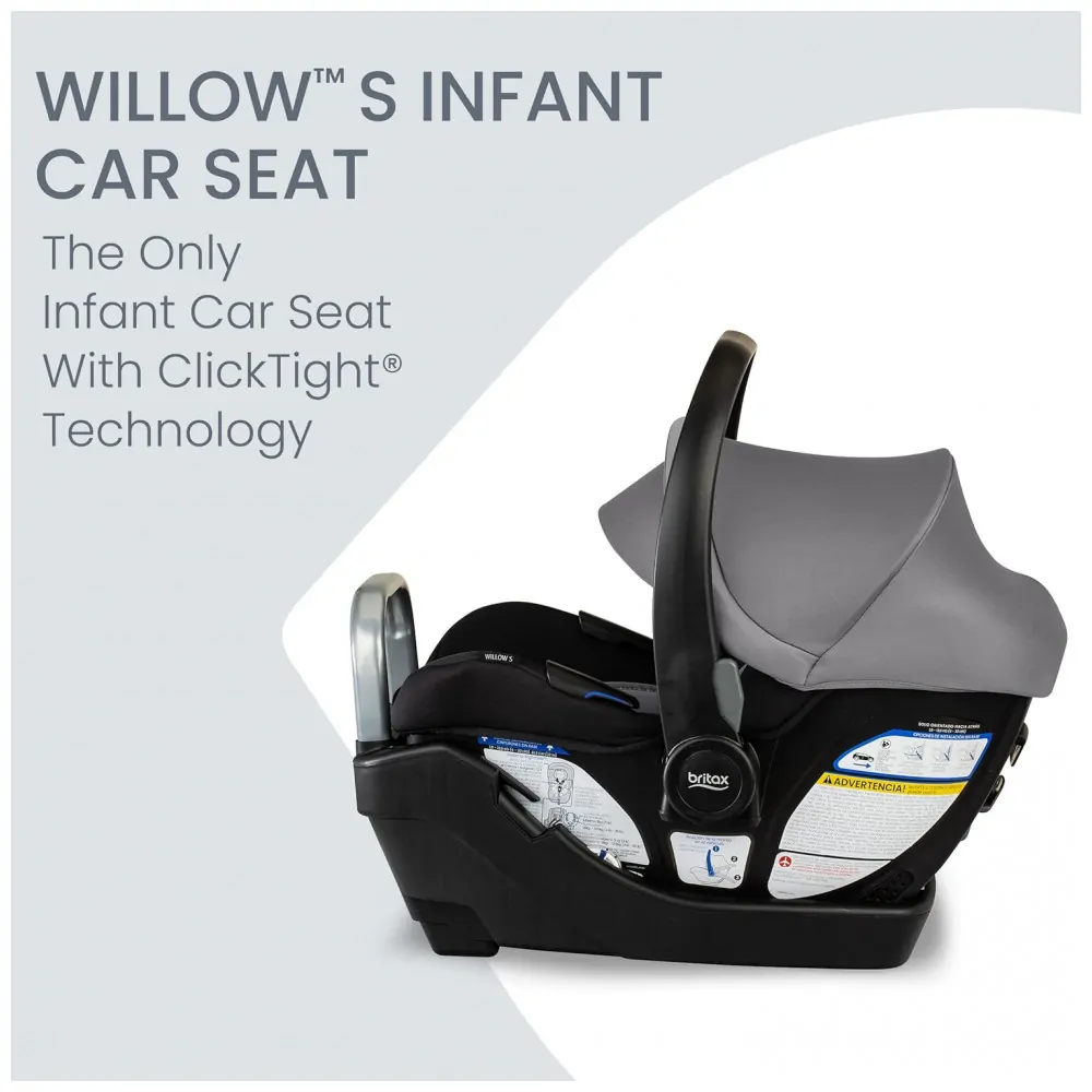 Cadeirinha Britax Willow S Grafite Ônix Bebê Recém nascido com Base Alpine e Sistema ClickTight 1,8 a 13,6 kg