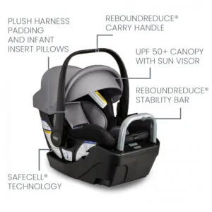 Cadeirinha Britax Willow S Grafite Ônix Bebê Recém nascido com Base Alpine e Sistema ClickTight 1,8 a 13,6 kg