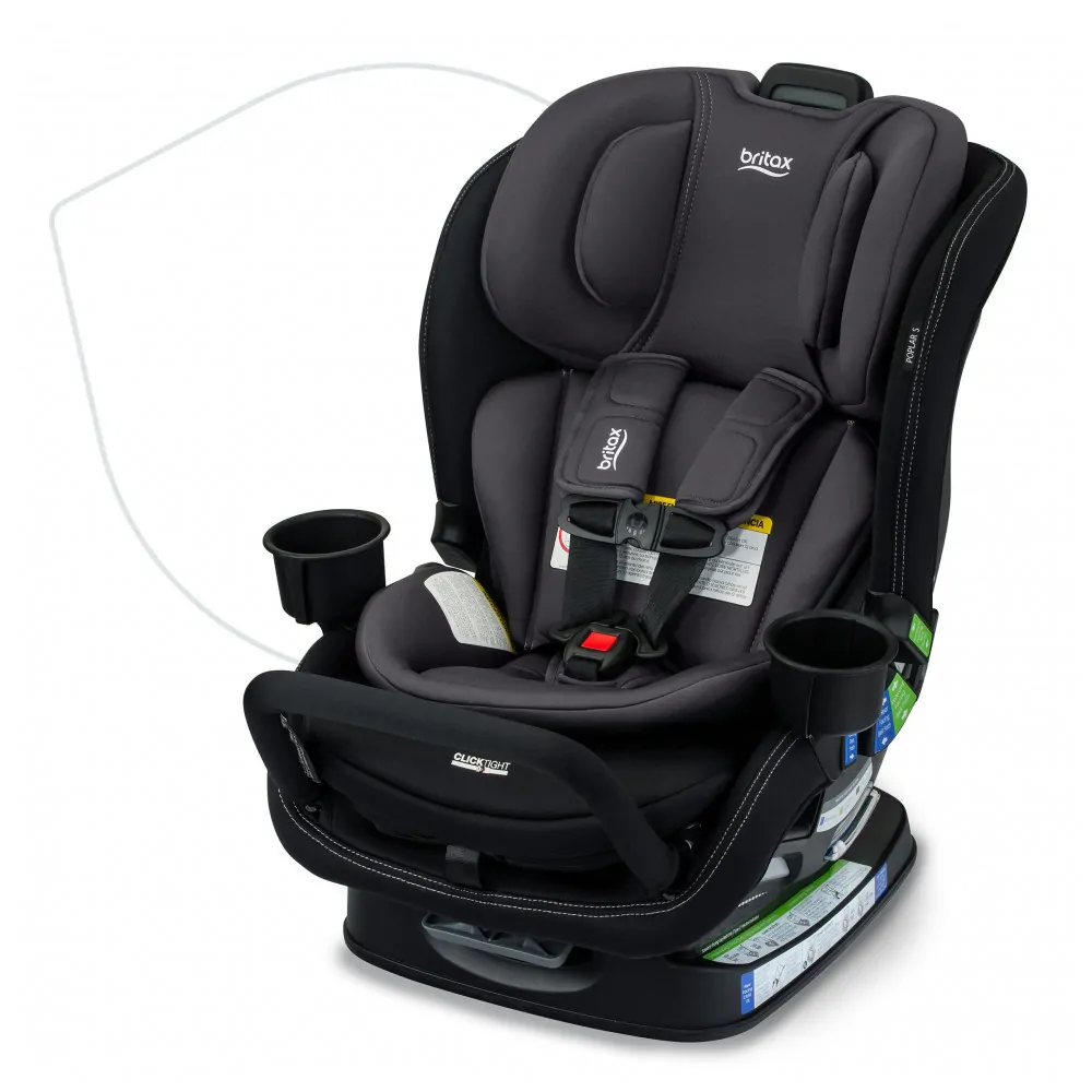 Britax Poplar S Cadeira Auto Conversível 2 em 1, Design Slim 43 cm com Instalação Rápida ClickTight, Stone Onyx 2.0