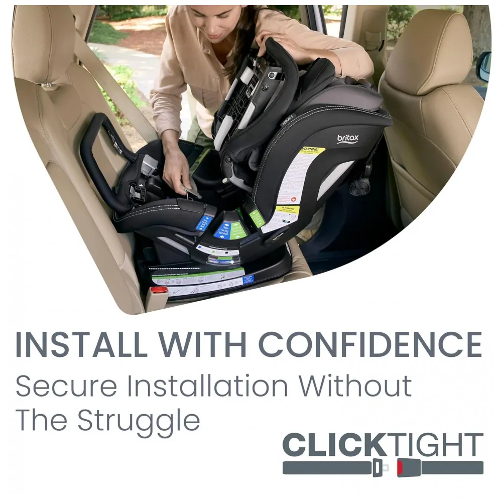 Britax Poplar S Cadeira Auto Conversível 2 em 1, Design Slim 43 cm com Instalação Rápida ClickTight, Stone Onyx 2.0