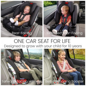 Britax One4Life All in One Cadeira para Carro com Uso até 10 Anos, Modos Reverso, Frente e Booster, Instalação ClickTight, Tecido Seguro e Respiráve